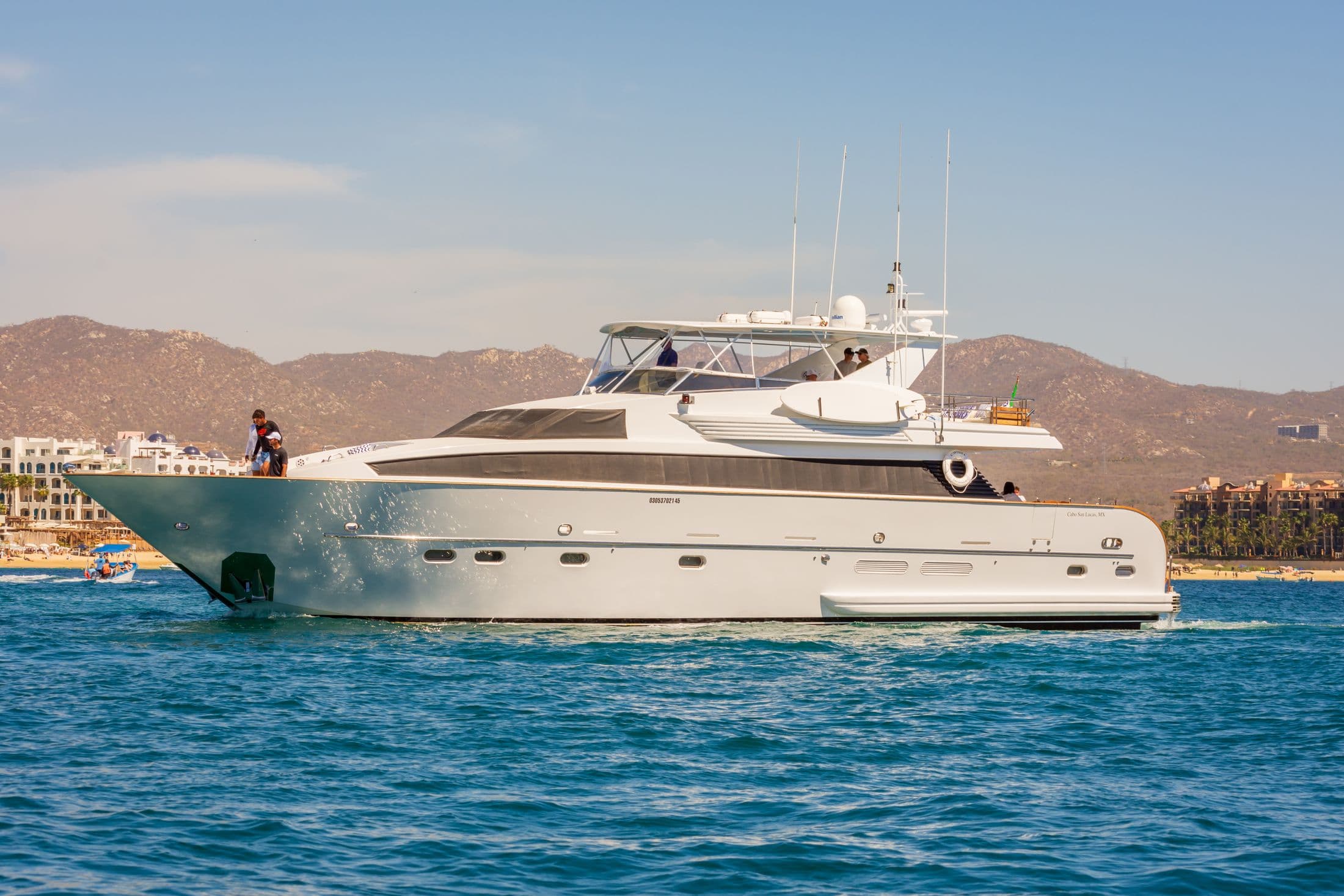 Motorboat crossing the clear blue Adriatic sea